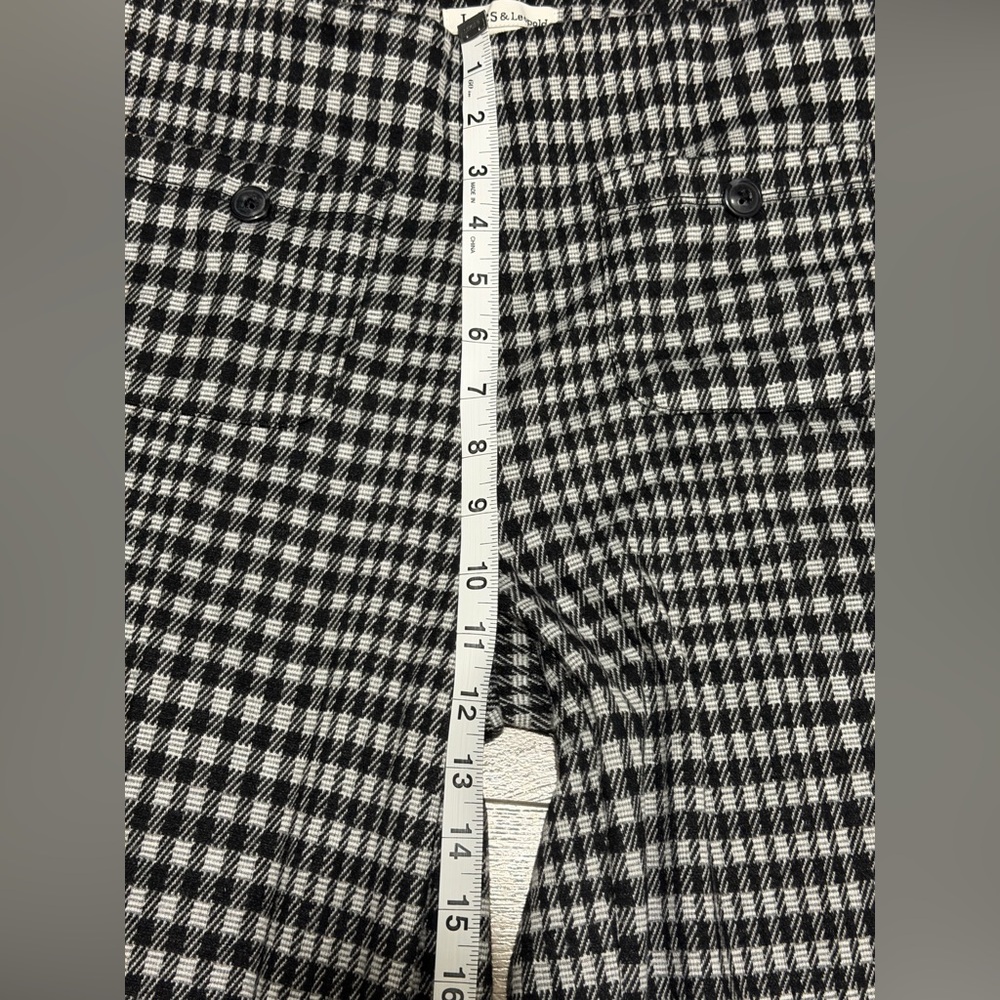 Wide-Leg Houndstooth Pants Black & White Pull On Pant Trousers preppy career, S - Picture 11 of 15